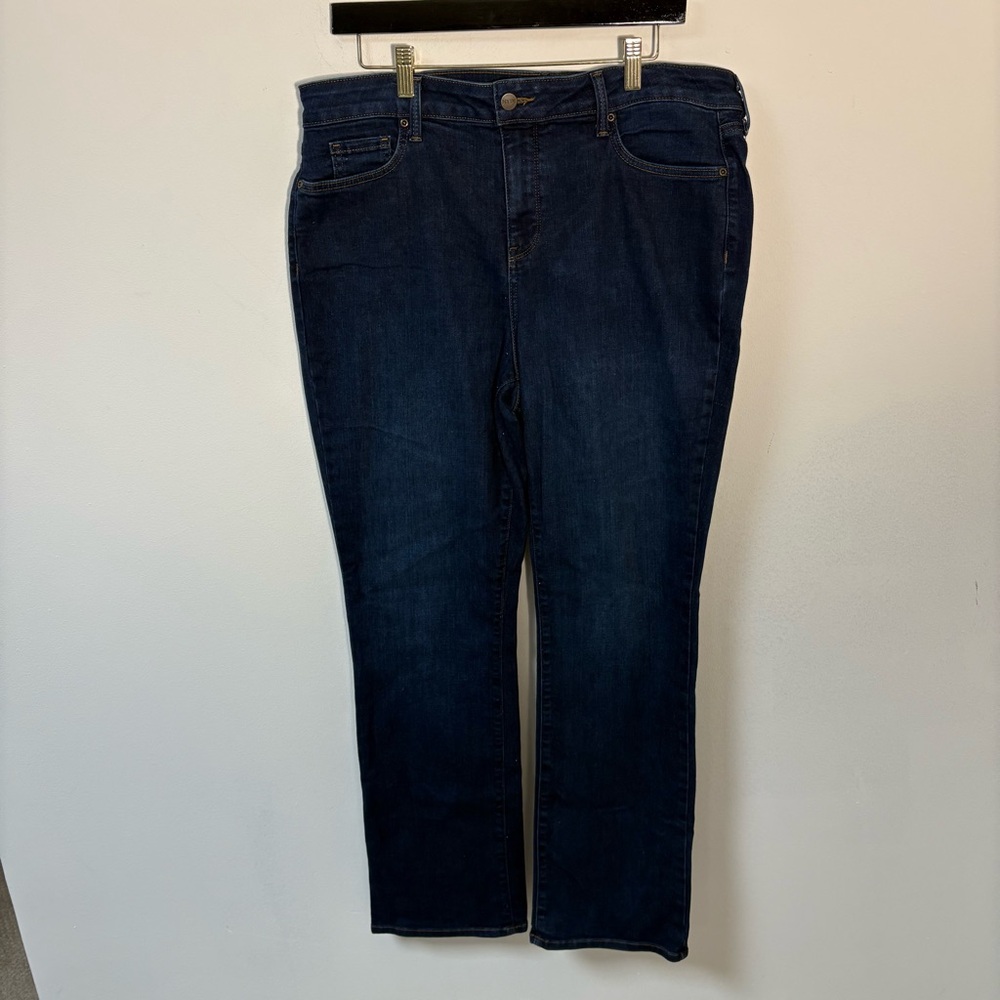 NYDJ Womens  Blue Denim  Marilyn Jeans Straight Leg Lift Tuck Stretch Size 16
